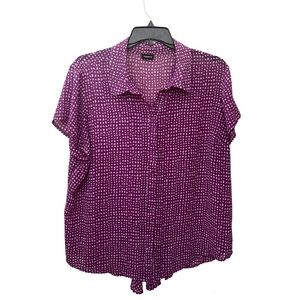 TORRID Plus Size Purple Polka-Dot Button Down